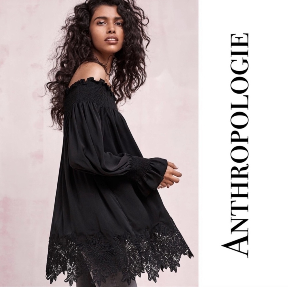 NWT eri + ali black long swing blouse